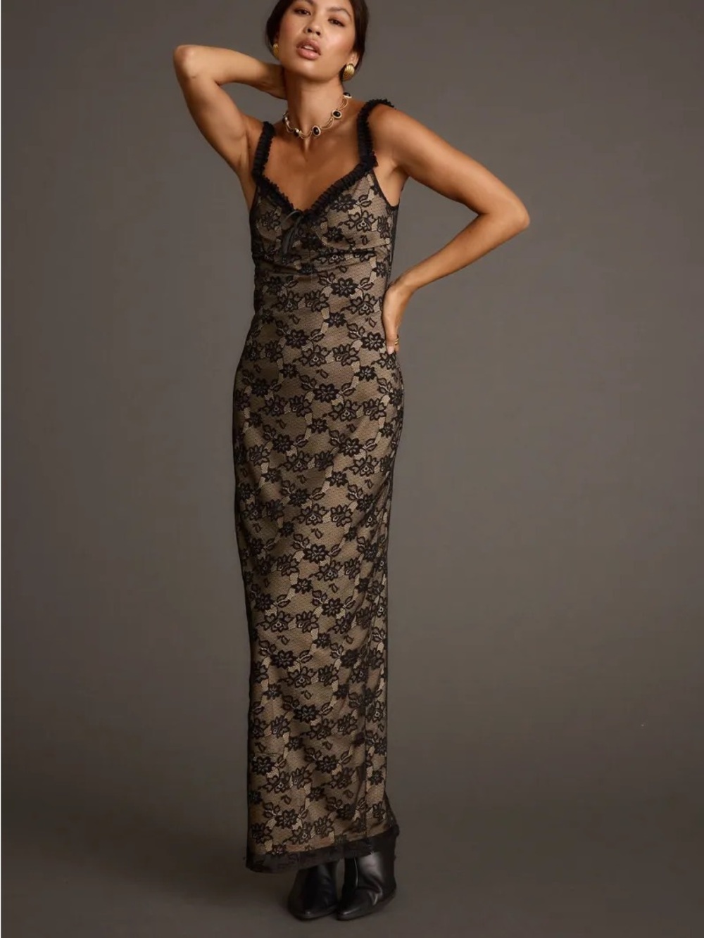12th Tribe Temptation Black Lace Maxi Dress